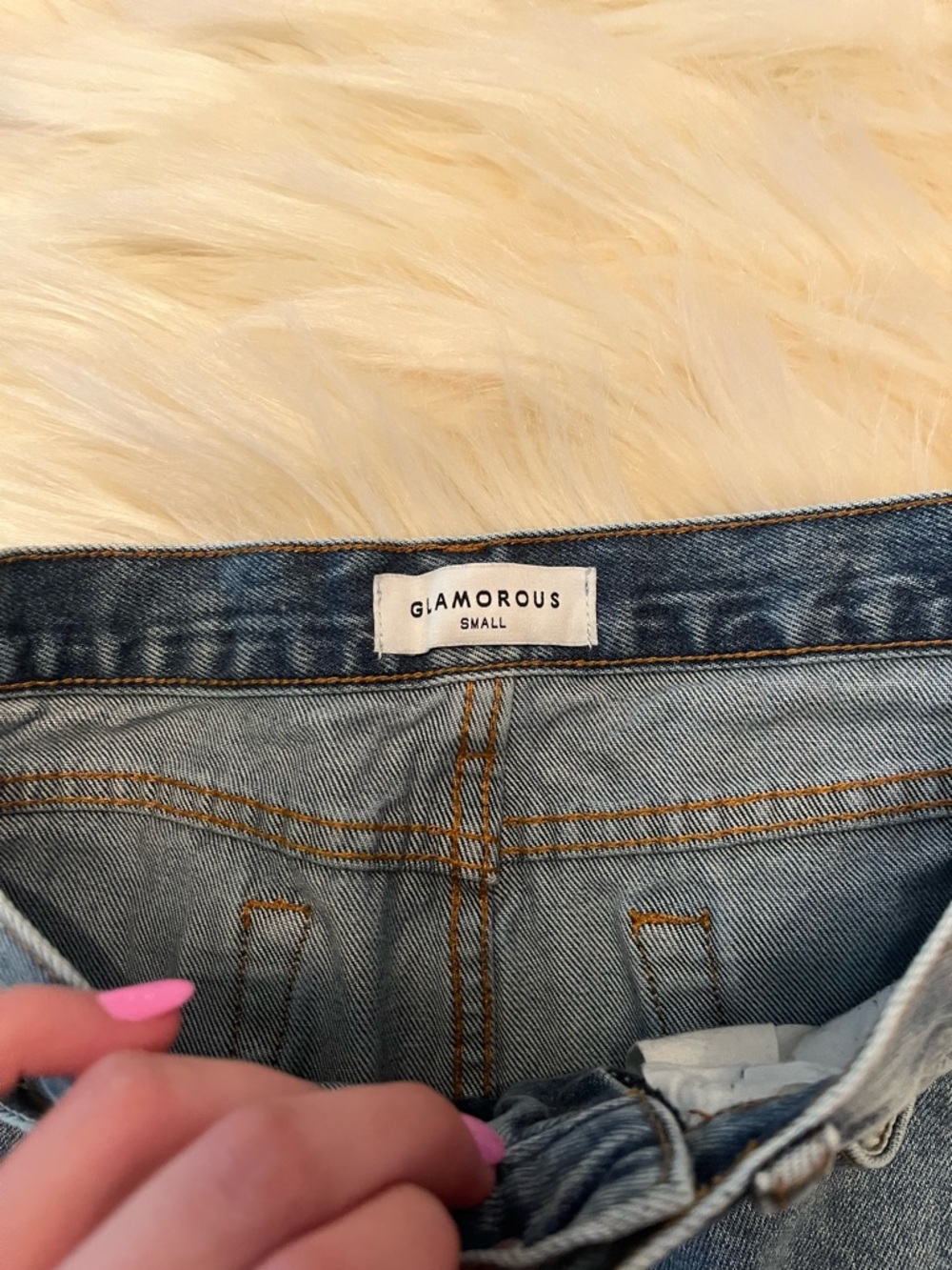 Glamorous Distressed Denim Mini Skirt in Medium Blue - Picture 3 of 3